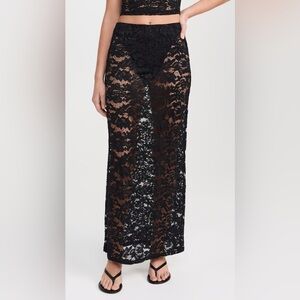 NWT 4th & Reckless Olga Stretch Lace Sexy Maxi Skirt Black + Built in Briefs XS